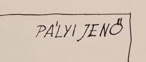 Pályi Jenő (1900-1953): Ragyogó szemek. Papír, vegyes technika, jelzett, 50x39cm