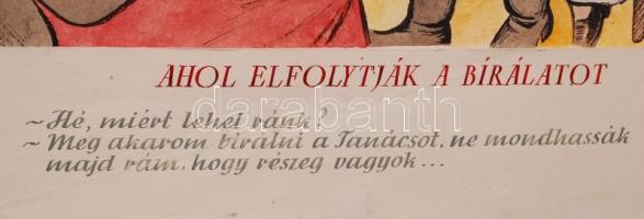 Szegő Gizi (1902-1985): Ahol elfojtják a bírálatot. Papír, vegyes technika, jelzett, 38x29cm