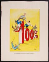 Schwott Lajos (1907-1987): A lemaradók megsegítése nem kampány. Papír, vegyes technika, jelzett, 40x49cm