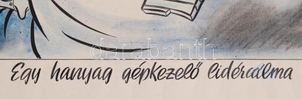 Ruszkay György (1924-1998): Egy hanyag gépkezelő lidércálma. Papír, vegyes technika, jelzett, 50x40c...