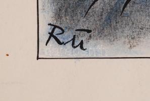 Ruszkay György (1924-1998): Egy hanyag gépkezelő lidércálma. Papír, vegyes technika, jelzett, 50x40c...