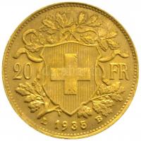 Svájc 1935B 20Fr Au "Helvetia" (6.45g/0.900) T:2
Switzerland 1935B 20 Francs Au "Helv...