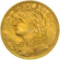 Svájc 1935B 20Fr Au Helvetia (6.45g/0.900) T:2 Switzerland 1935B 20 Francs Au Helvetia (6.45g/0.900) C:XF