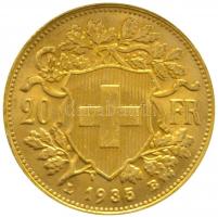 Svájc 1935B 20Fr Au "Helvetia" (6.45g/0.900) T:2
Switzerland 1935B 20 Francs Au "Helv...