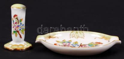 Herendi Viktória mintás porcelán hamutartó és nyomó, kézzel festett, hibátlan, jelzett, 9x5,5 cm