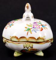 Herendi Viktória mintás bonbonier, kézzel festett, hibátlan, jelzett, 7x7 cm