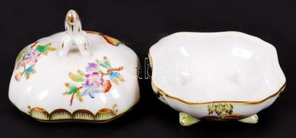 Herendi Viktória mintás bonbonier, kézzel festett, hibátlan, jelzett, 7x7 cm