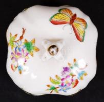 Herendi Viktória mintás bonbonier, kézzel festett, hibátlan, jelzett, 7x7 cm