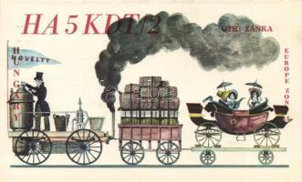 16 db modern, használatlan, jó állapotú, gőzmozdony motívumú képeslap, a Közlekedési Múzeum sorozata, pinx. Kondor Lajos / 16 modern, unused, good quality postcards about steam locomotives, pinx. Lajos Kondor