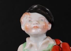 Herendi cipész fiúkézzel festett porcelán figura, hibátlan, jelzett, m: 20 cm