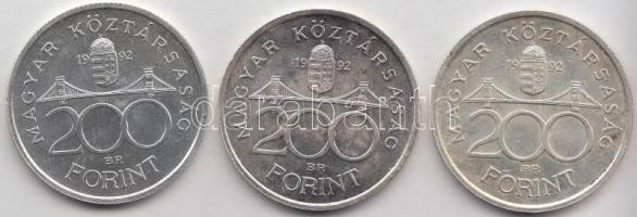 1992. 200Ft Ag "MNB" (3x) T:2