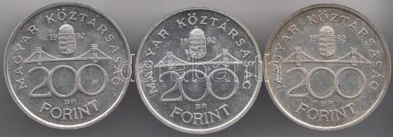 1992. 200Ft Ag "MNB" (3x) T:2