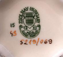 Zsolnay virág mintás váza, kézzel festett, jelzett, hibátlan, m:15 cm