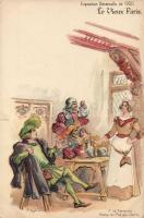 7 db régi képeslap: 6 litho az 1900-as évekbeli Párizsi Kiállításról, és egy Lausanne lap / 7 postca...