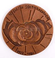 Vass Csaba (1950-): Fülhallgatós lány. Bronz plakett, két oldalas, jelzett, d:9,5 cm