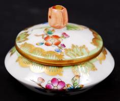 Herendi Viktória mintás ékszertartó, kézzel festett, jelzett, hibátlan, d:6,5 cm