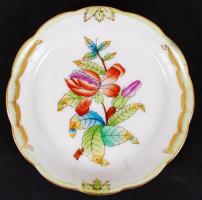 Viktória mintás, kézzel festett és aranyozott, jelzett Herendi tálka /  Hand painted gold plated tiny Herendi bowl, d:8,5 cm