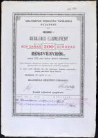 Budapest 1897. "Malomipari Részvény-Társaság" ideiglenes elismervénye 200K értékű részvényről pecsétekkel T:II