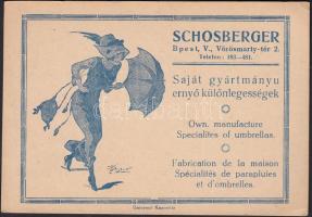 Schosberger Budapest esernyő hirdetés, többnyelvű szórólap
