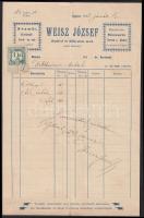 1898 Újpest, Weisz József üzlete által kiállított kabát- és öltönyvásárlási számla