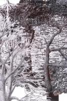 Makovecz Imre: Márton Áron az Igazai útján. Nyomat, papír, jelzett, üvegezett keretben, 59×45 cm