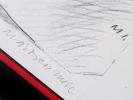 Makovecz Imre: Márton Áron az Igazai útján. Nyomat, papír, jelzett, üvegezett keretben, 59×45 cm