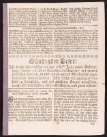 1761-1762 Német nyelvű leírások, rövid történetek, beszámolók külföldi országok újsághíreiből, pénzátváltási táblázatokkal, 18p.