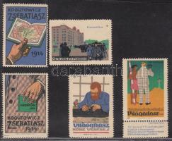 1914 5 db klf Zseb- ill. világatlasz levélzáró