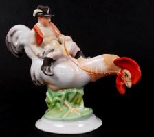 Herendi Kakas Marci, kézzel festett, jelzett, hibátlan, m:14 cm, h:17 cm