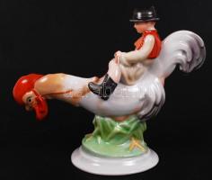 Herendi Kakas Marci, kézzel festett, jelzett, hibátlan, m:14 cm, h:17 cm