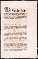 1804 München, II. Ferenc (1792-1835) rendeletei a Német-Római Császárság tartományaiban szokásos határátlépésekkel, általános hadkötelezettséggel, bevándorlással kapcsolatban német nyelven