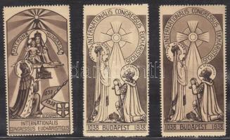 1938 Nemzetközi Eucharisztikus Kongresszus Budapest 3 db levélzáró