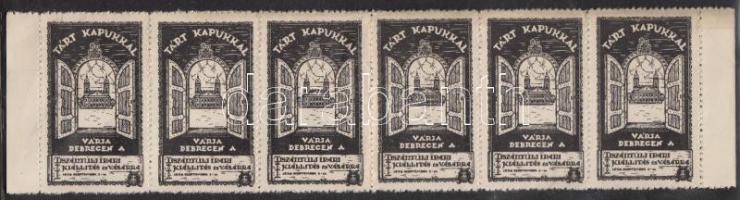 1936 Tiszántúli Ipari Kiállítás és Vásár Debrecen középen összeillesztett 2 db levélzáró hármascsík