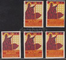 Szent István napja Budapesten 5 db levélzáró 3 klf nyelvű, közte vágott