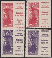 1908 Nógrád- ill. Békésmegyei Gazdasági Egyesület 2 db levélzáró pár, az egyik összefüggésben, gépszínátnyomattal