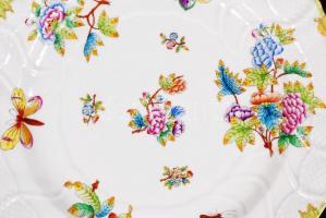 Herendi Viktória mintás kínáló tál, kézzel festett, jelzett, hibátlan, d:30 cm