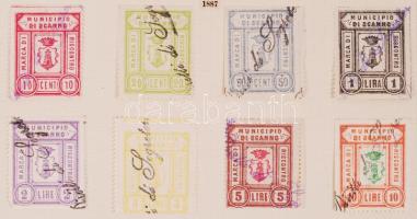 Olaszország Scanno 8 db helyhatósági okmánybélyeg