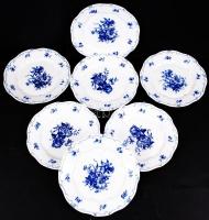 Zsolnay lapos tányér készlet, kettő sérült, máz alatti kék festéssel, jelzett, d:23,5 cm