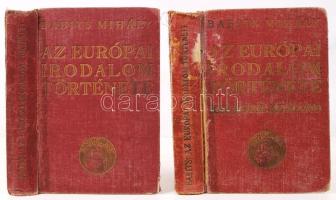 Babits Mihály: Az európai irodalom története, 2 kötet. Bp., 1936, Nyugat. Kiadói aranyozott egészvászon kötés, gerincnél szakadt, erősen kopottas állapot