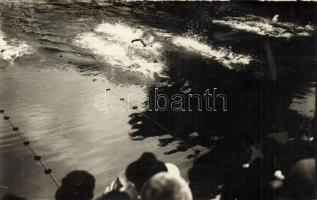Budapest II. Császár fürdő, úszóverseny, Bárány, Arne Borg, Rademacher, photo