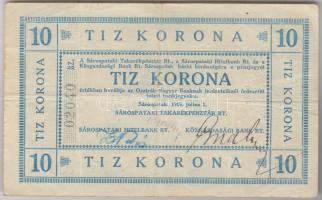 Sárospatak 1919. 10K "Sárospataki Takarékpénztár Rt." T:III Adamo SÁR-4.1