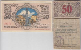 Sopron 1918. 50f utalvány + Pécs 1919. 50f házipénztár-pénztárjegy + Budapest 1946. "Elismervény" T:III,III-