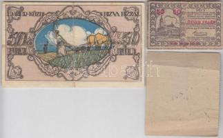 Sopron 1918. 50f utalvány + Pécs 1919. 50f házipénztár-pénztárjegy + Budapest 1946. "Elismervén...