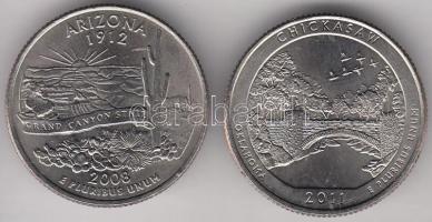 Amerikai Egyesült Államok 2008-2013. 1/4$ 6xklf emlékkiadás T:2
USA 2008-2013. 1/4 Dollar 6xdiff com...