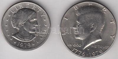 Amerikai Egyesült Államok 1976D 1/2$ "Independence Hall" + 1979D 1$ "Susan B. Anthony...