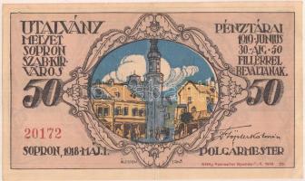 Sopron 1918. május 1. 50f utalvány T:II-,III