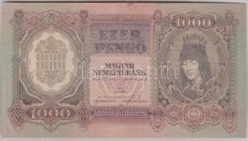 1943. 1000P fakóbb, száj alatt papírráncokkal, középen felül kis zsírfolt T:I- (hajtatlan)
