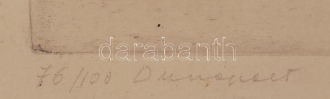 Ravasz Erzsébet (1937-1991): Dunakanyar. Rézkarc, papír, jelzett, üvegezett keretben 28×40 cm