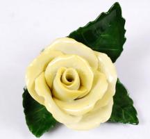 Herendi kézzel festett porcelán rózsa apró lepattanással, jelzett / Herend chinaware rose with small, reparable paint-fault