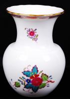 Herendi virágos mintás kis váza, kézzel festett, jelzett, hibátlan, m:14,5 cm